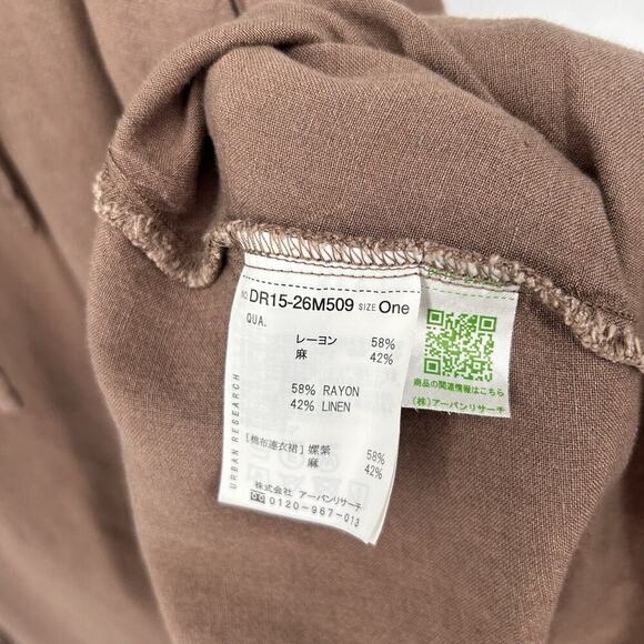 Urban Research Doors Linen Blend Midi Dress Brown Belted Dolman Sleeves Size 1 S - Picture 10 of 10